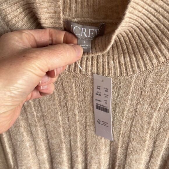 J Crew Size Small Ribbed‎ mockneck sweater in Supersoft yarn Womens Camel - Picture 4 of 8